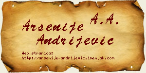 Arsenije Andrijević vizit kartica